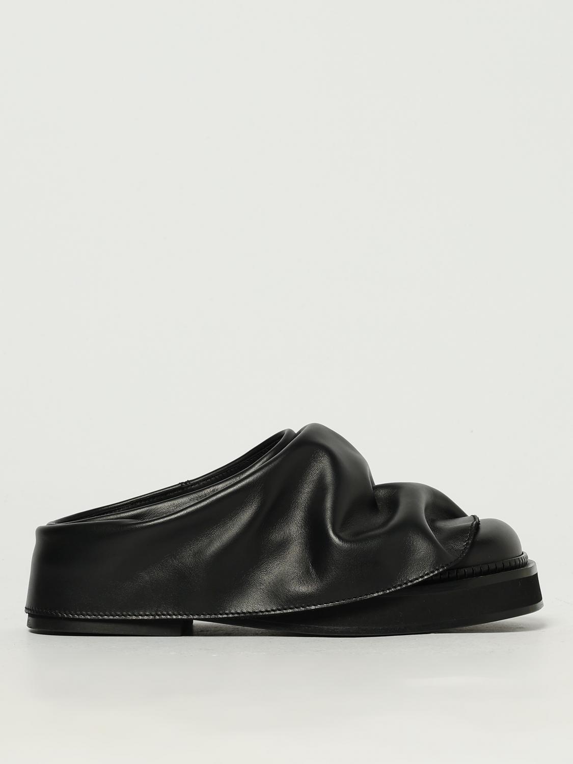Attico Black Leather Mules