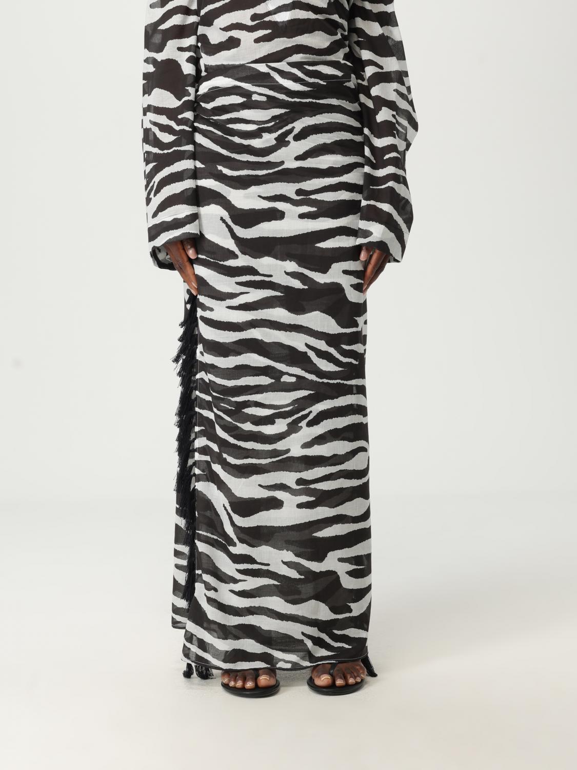 Attico White And Black Pareo In Animal Print