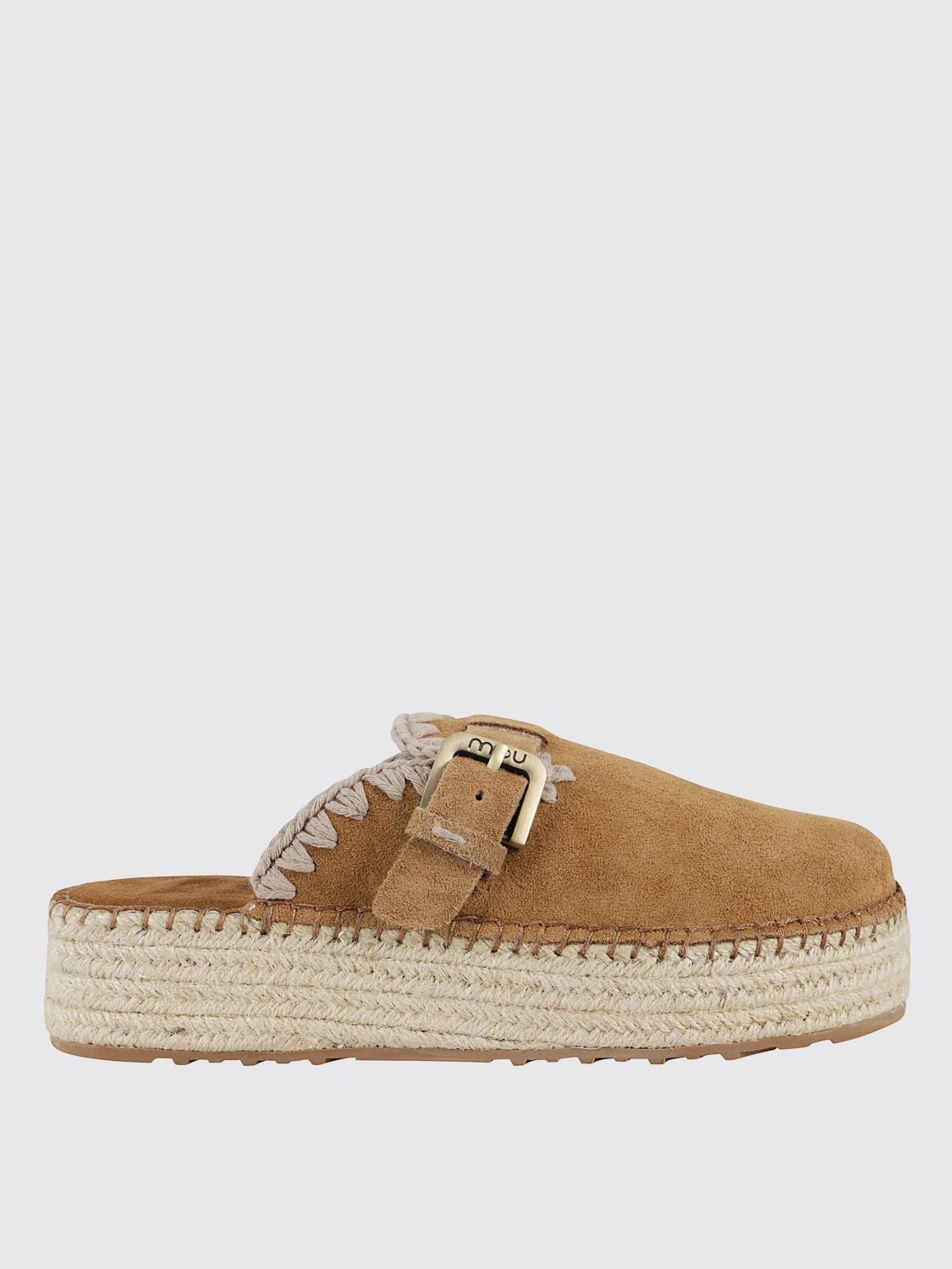 Mou Jute Clog Plain Slipper-mule In Leather Color Suede