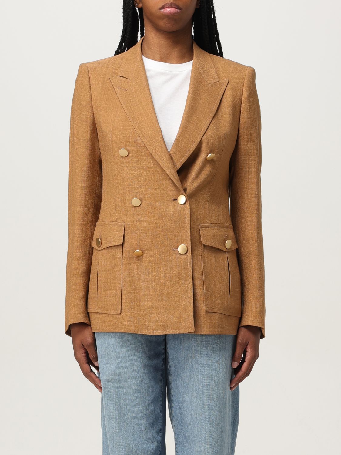 Tagliatore Double-breasted Blazer In Brown