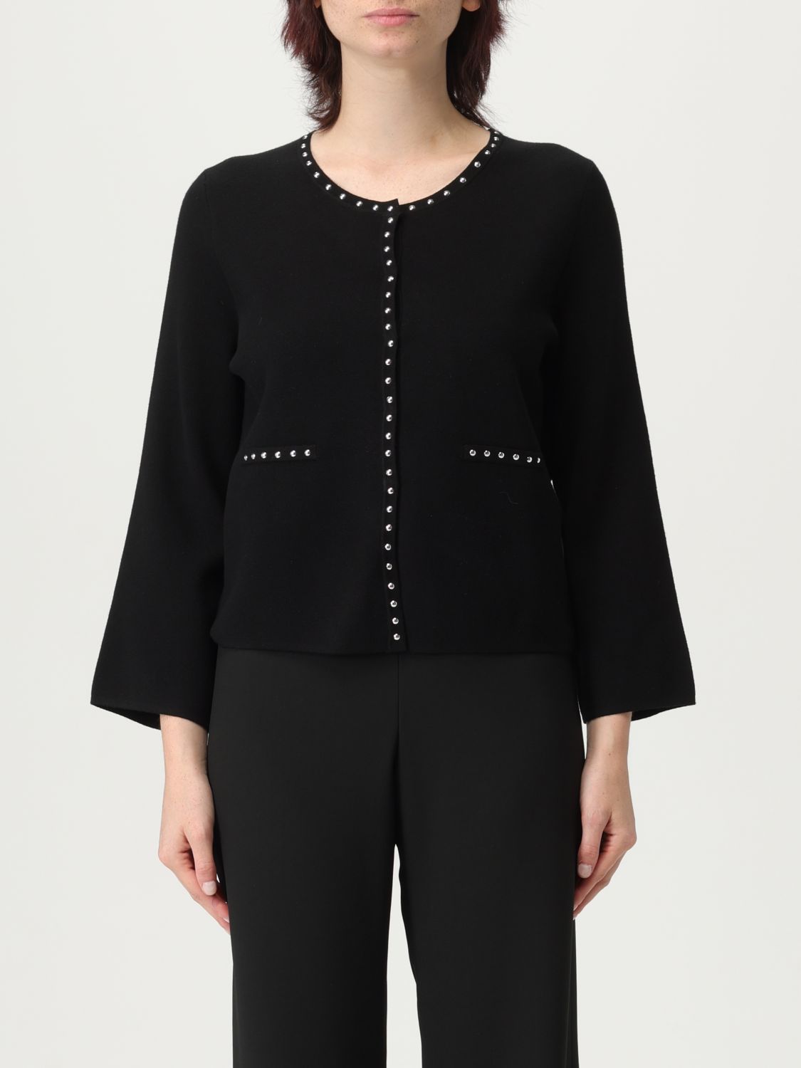 Liu •jo Stud-embellished Cardigan In Black