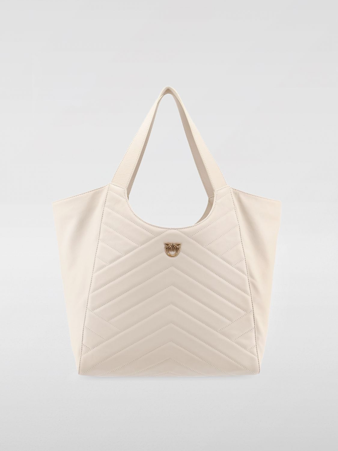 Pinko Puzzle-quilted Leather Shopper Bag With Logo Plate