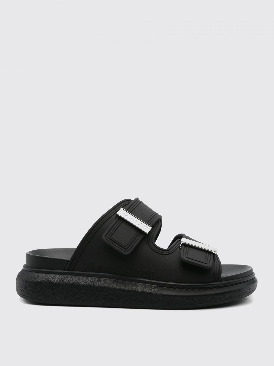 Alexander Mcqueen 50mm Rubber Slide Sandals In Black