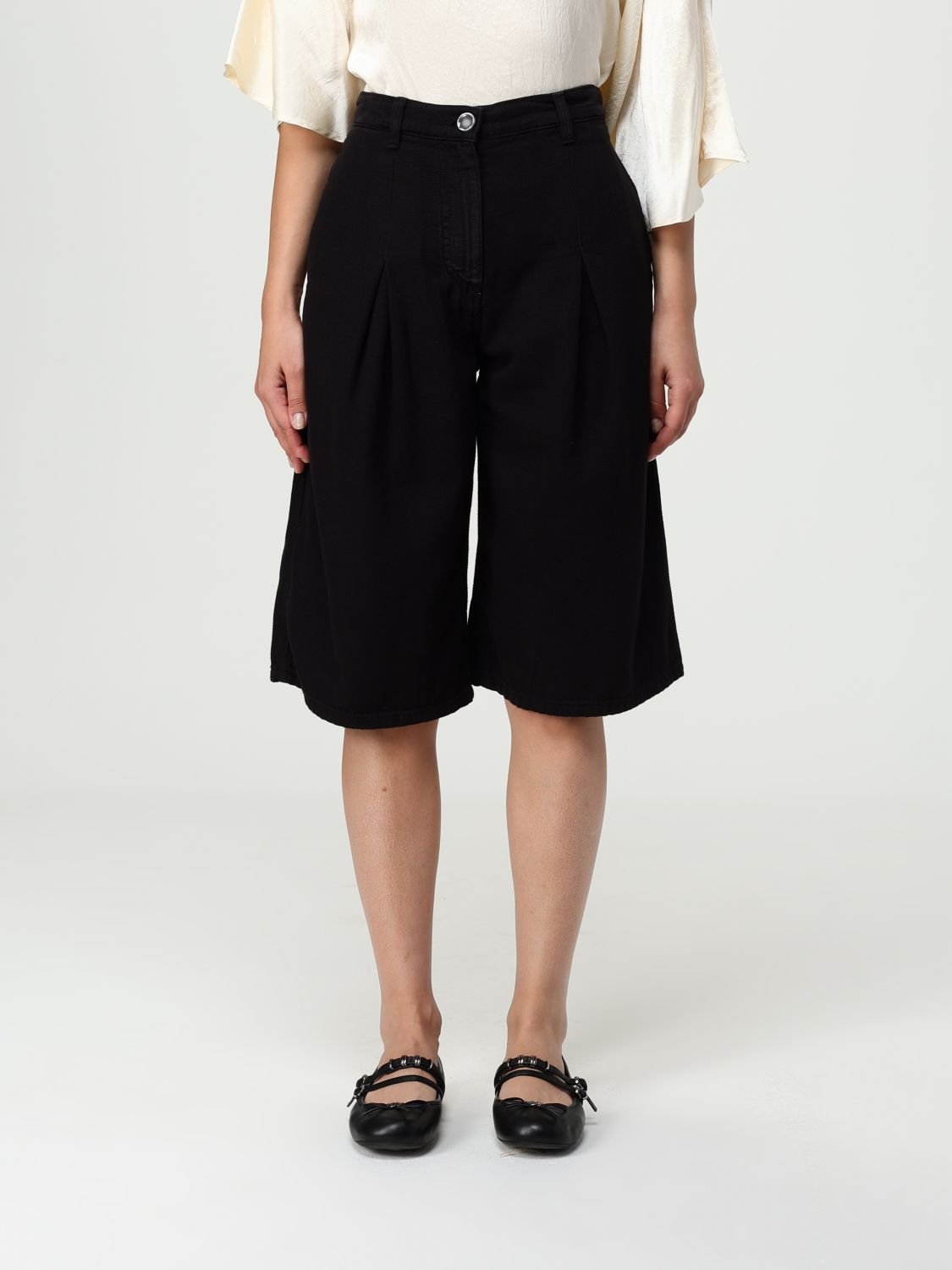 Pinko Knee-length Black Cotton Bermuda Shorts In Black