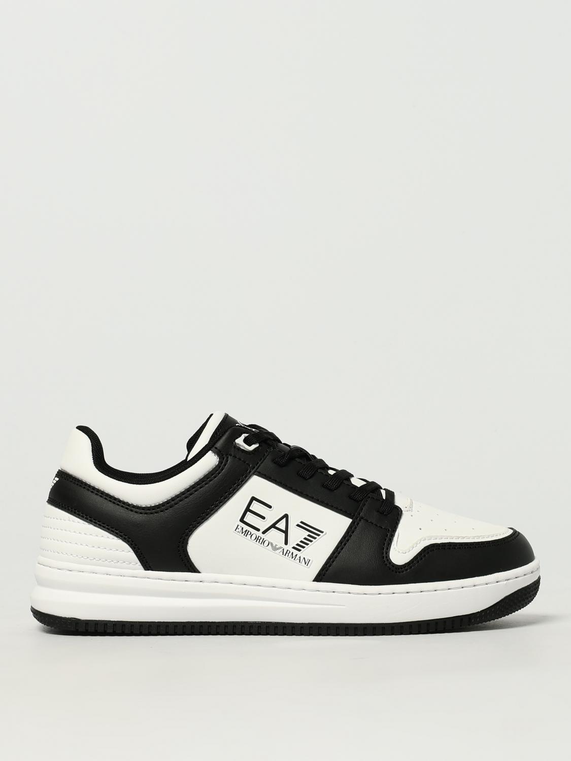 Ea7 Black And White Polyester Sneaker In Multi