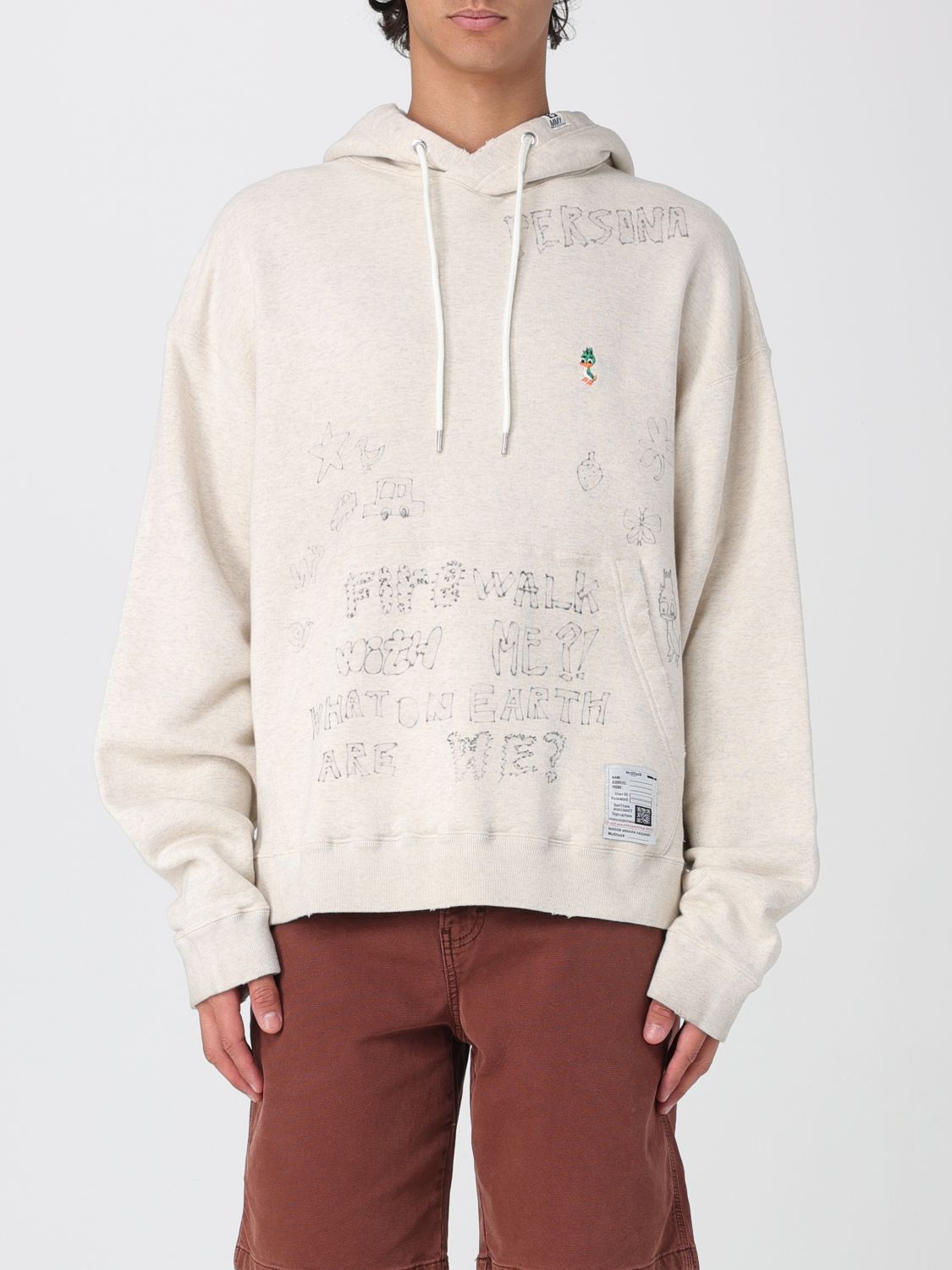 Miharayasuhiro Maison Mihara Yasuhiro Hoodie With Drawstring Hood And Embroidered Detailing In White