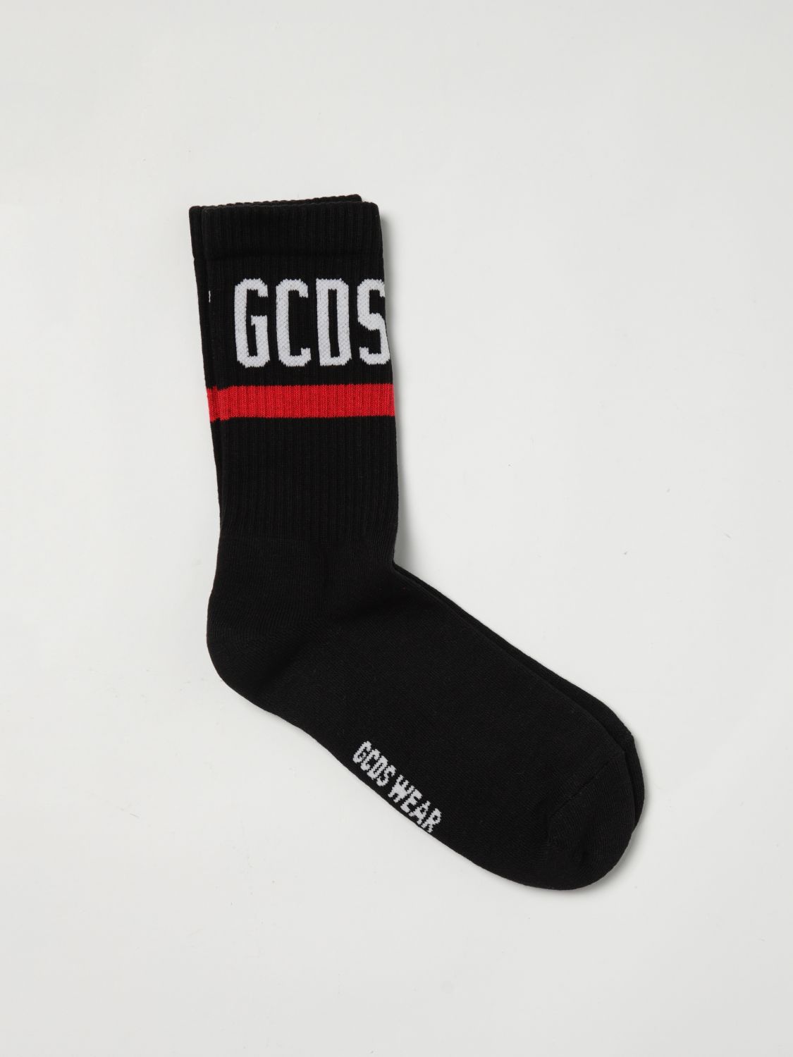 Gcds Logo-embroidered Ribbed Socks In Black