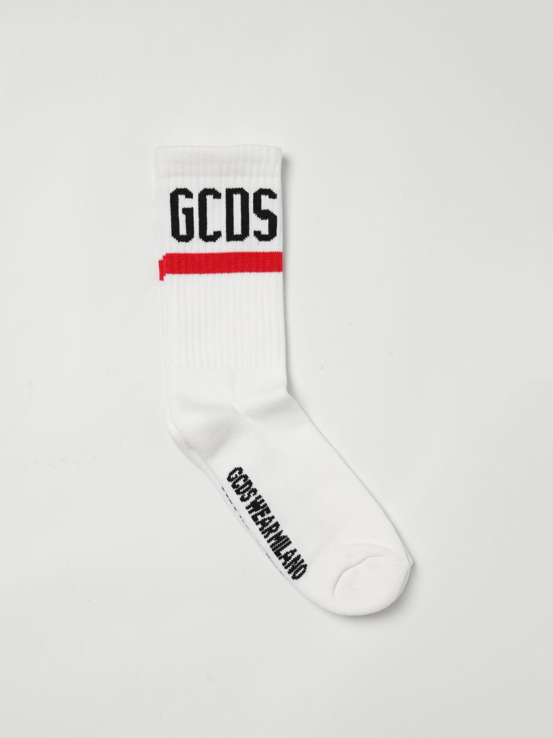 Gcds Logo-embroidered Ribbed Socks In White