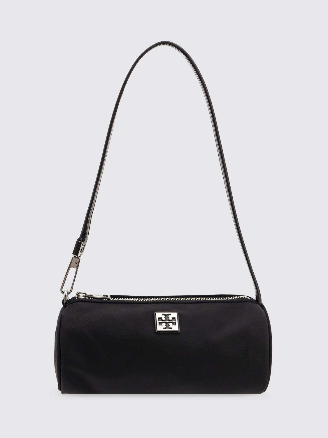 Tory Burch Virginia Nylon Cylindrical Shoulder Bag In Black