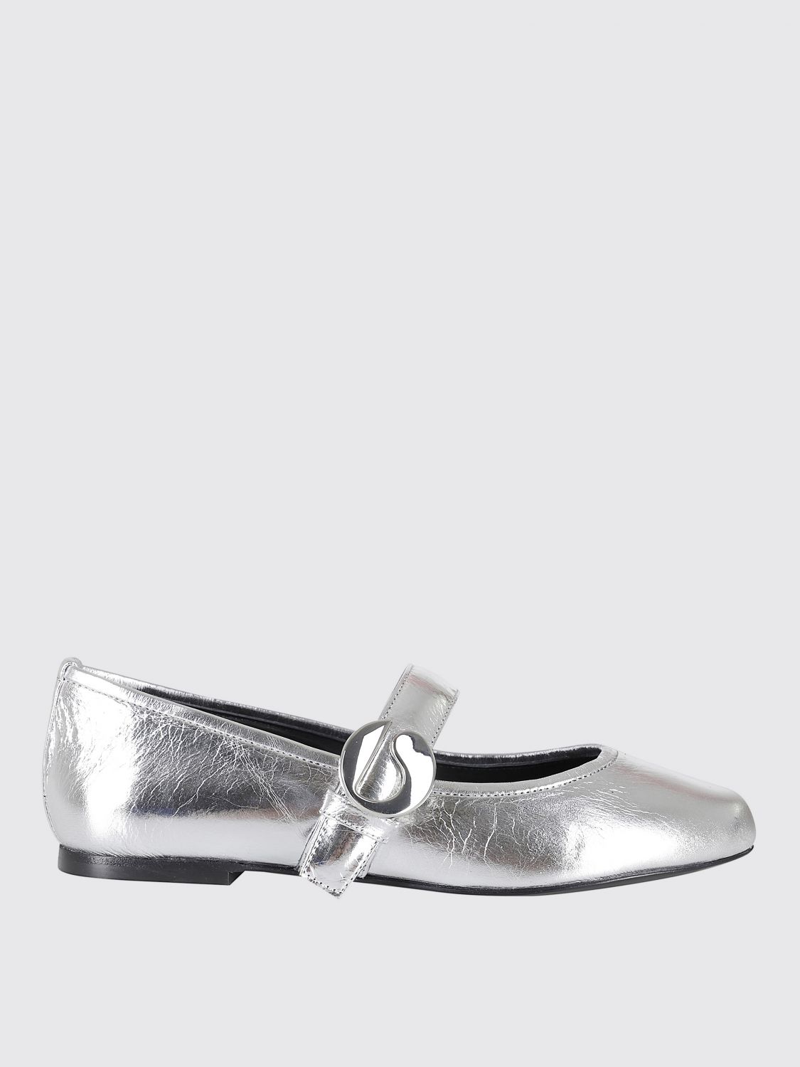 Coperni 10mm Metallic Leather Ballerina Flats In Silver