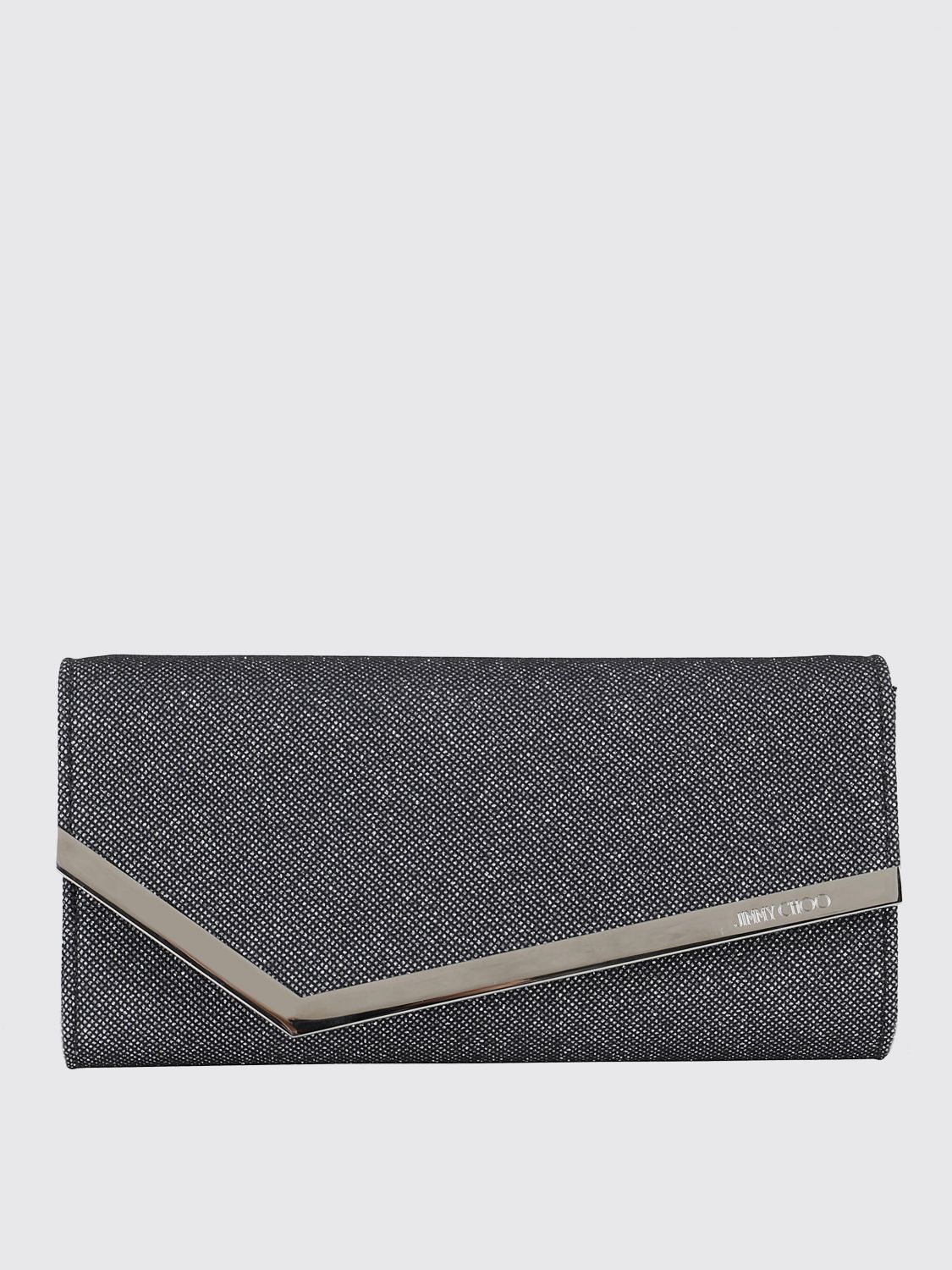 Jimmy Choo Structured Leather Clutch With Metallic Accent
