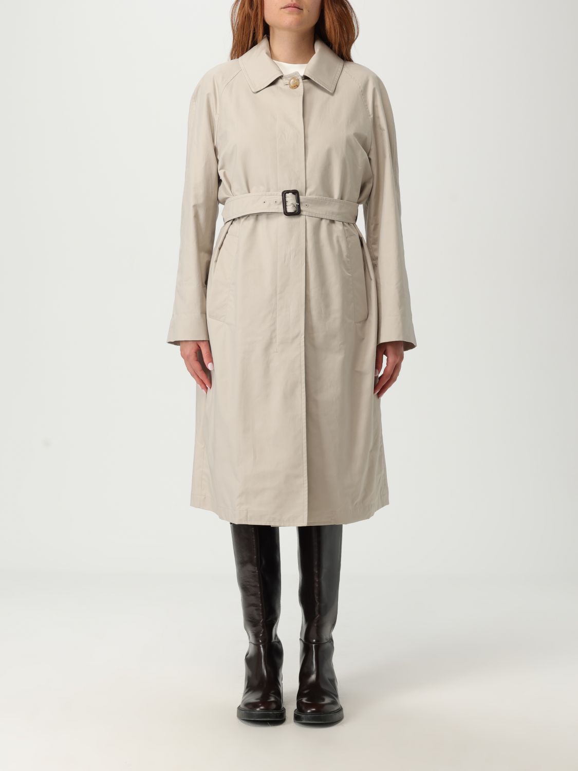 Max Mara The Cube Orleans Belted Twill Coat In Gray