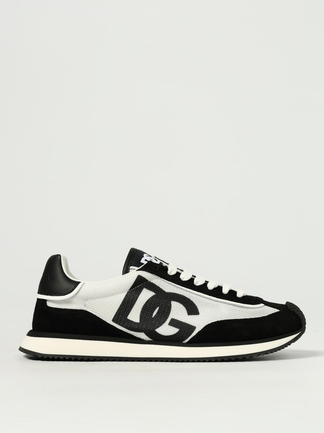 Dolce & Gabbana Men Low-top Mesh Sneakers With Suede Inserts In White