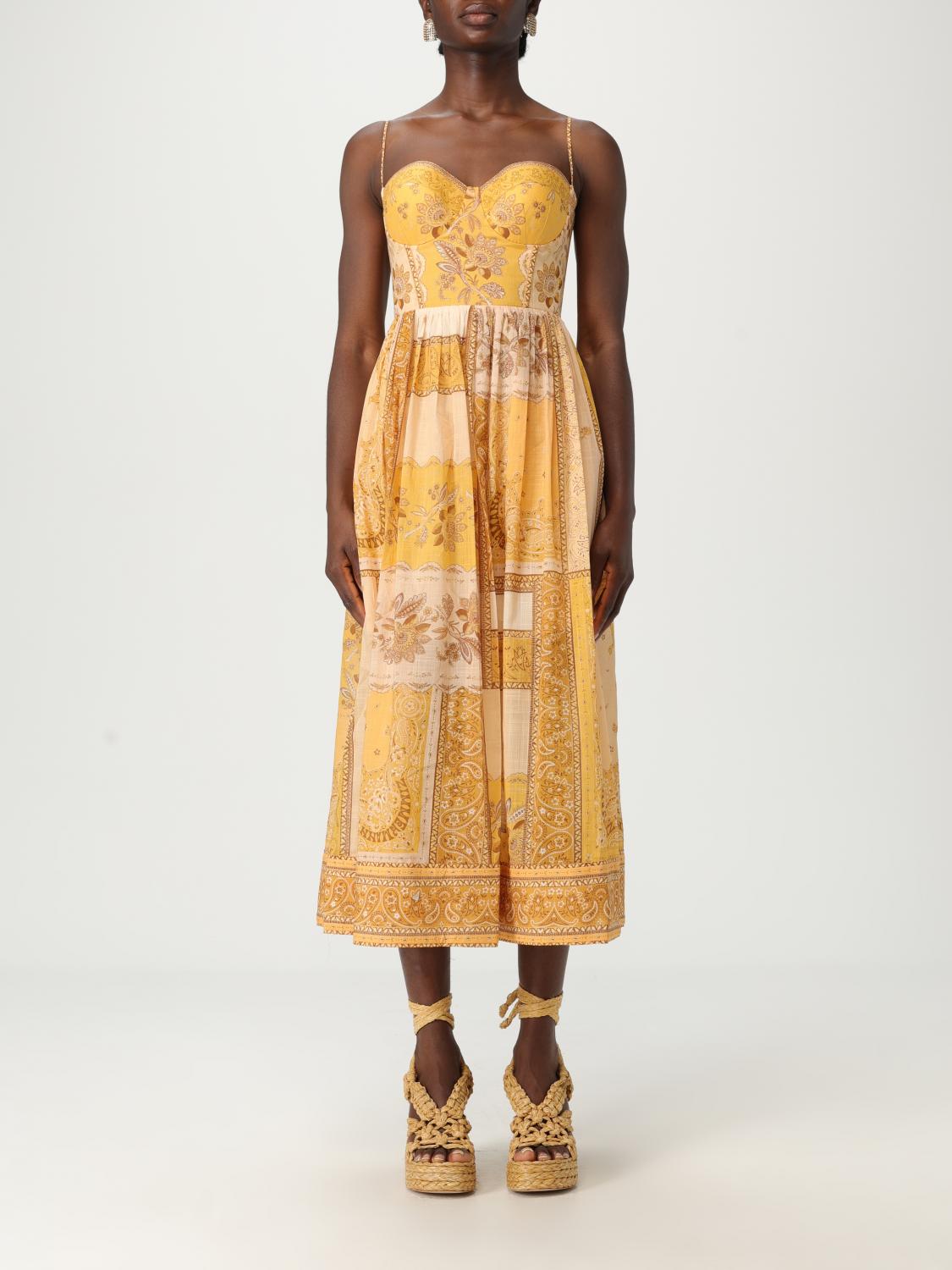 Zimmermann Womens Mustard Bandana Lucky Corset Cotton Midi Dress Xl In Yellow