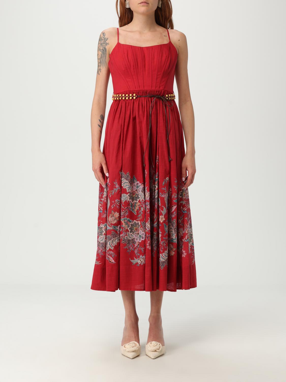 Zimmermann Rhiannon Belted Paisley-print Cotton-voile Midi Dress In Red