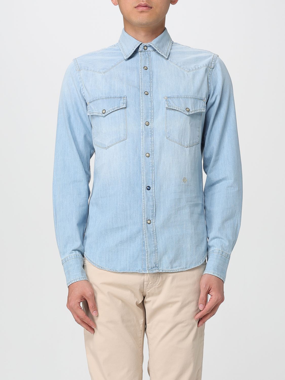 Jacob Cohen Denim Shirt With Button Cuffs And Collar In Blue