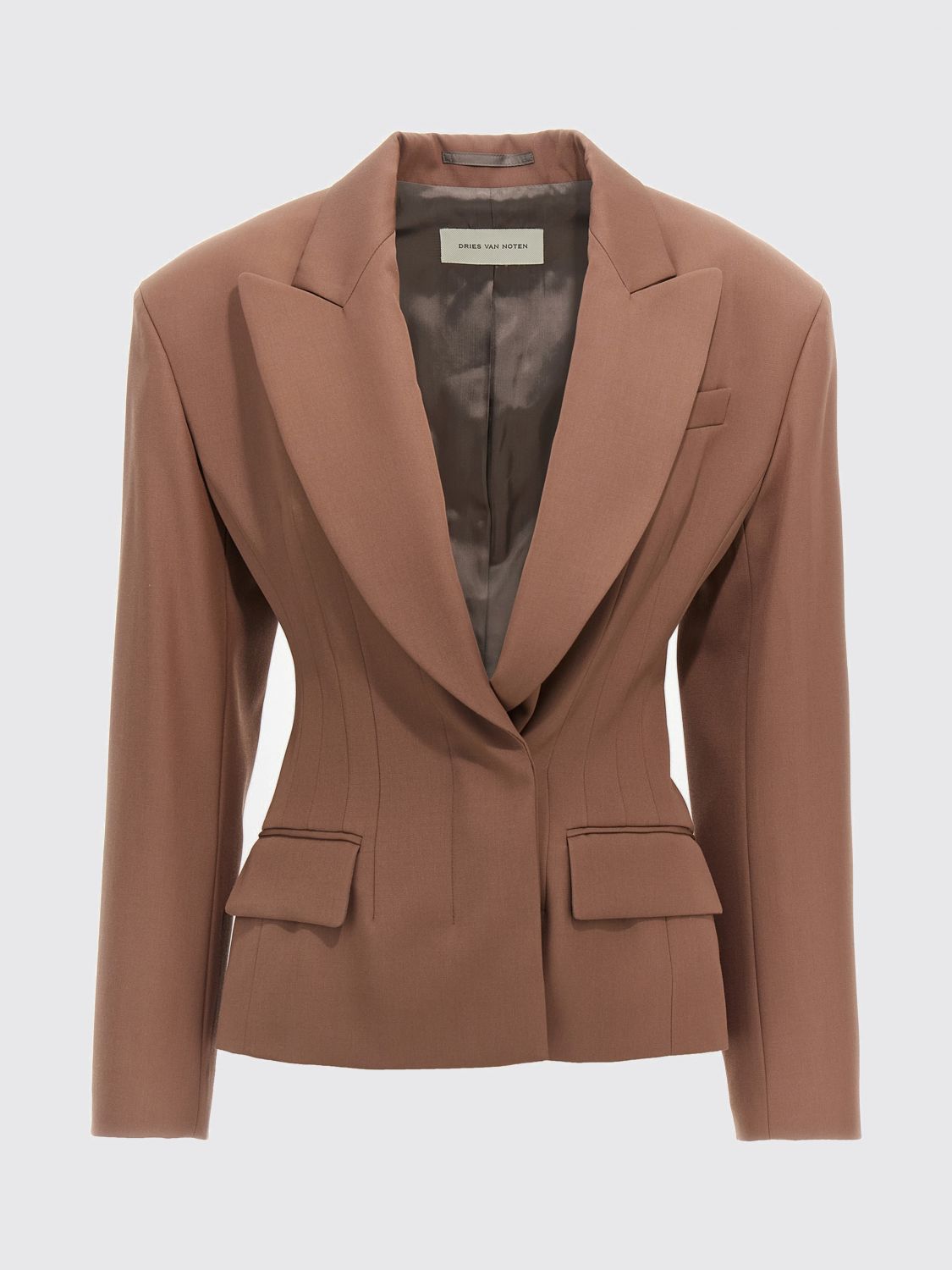 Dries Van Noten 'bohana' Blazer Single-breasted Back Vent In Brown