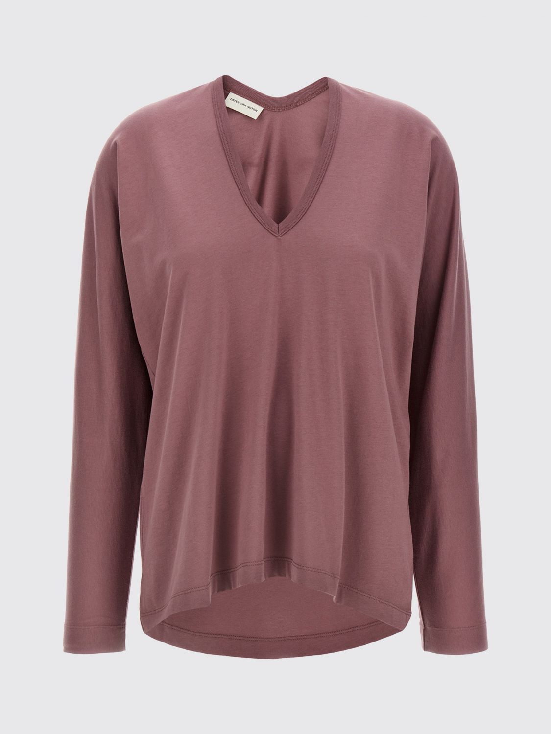 Dries Van Noten V Neck Long Sleeves Relaxed Fit Top In Purple