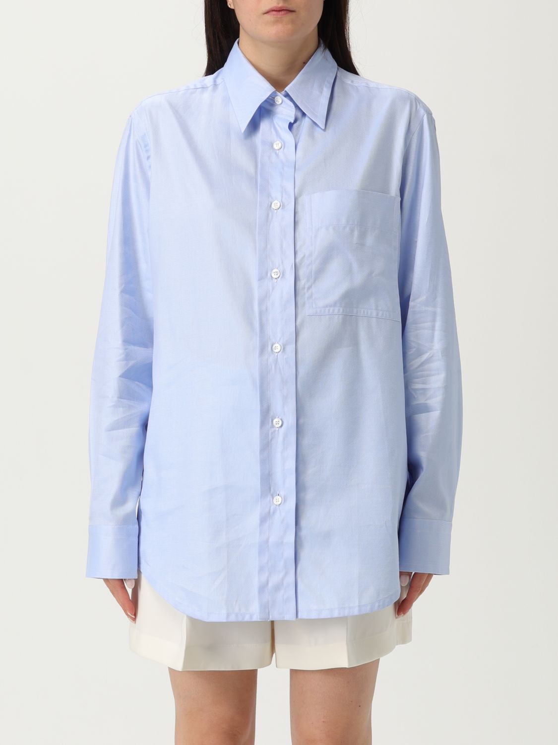 Brioni Light Blue Sea Island Cotton Shirt In Blue