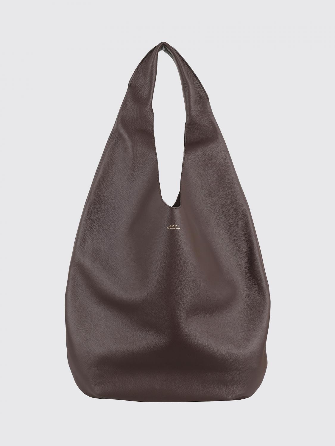 Apc A.p.c. Tote Bag In High-quality Grained Leather In Brown