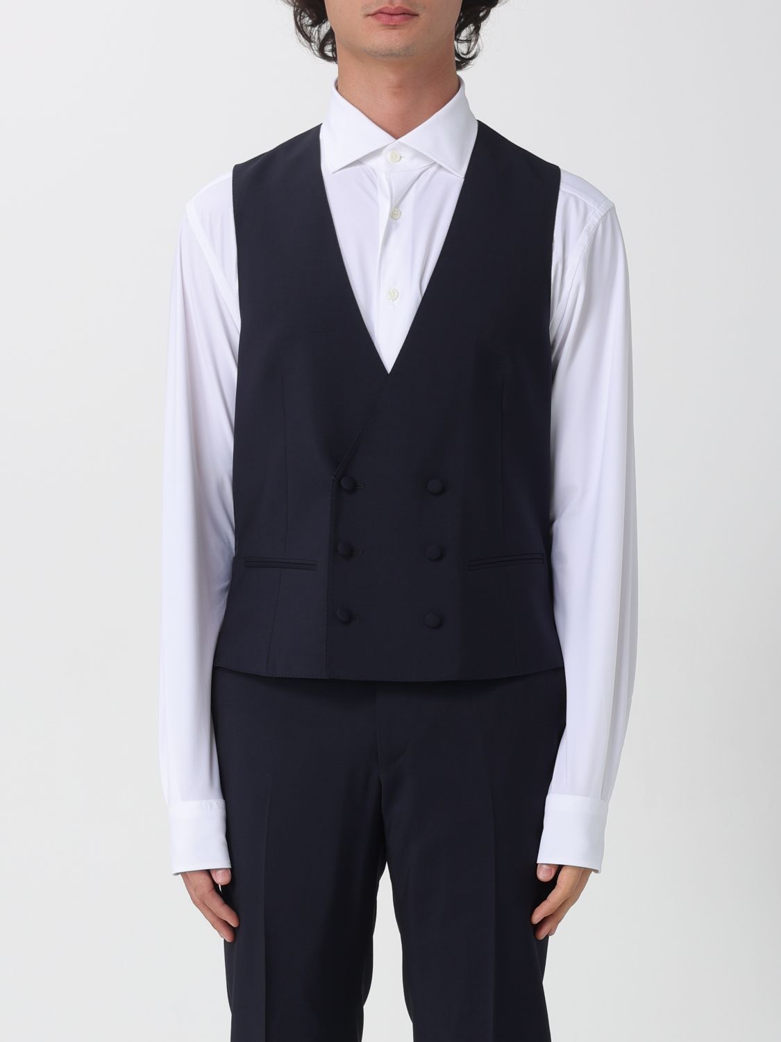 Corneliani Suit Vest Men Color Blue In Animal Print