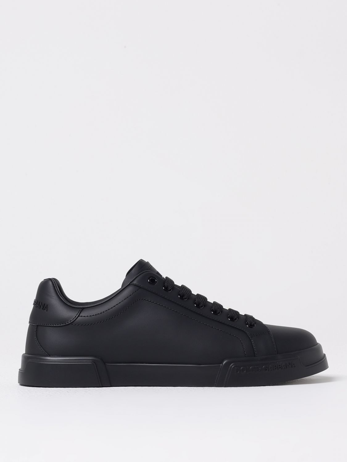Dolce & Gabbana Portofino Light Black Sneakers With Logo Patch On The Tongue And Tonal Logo Lettering On The Heel In In Black