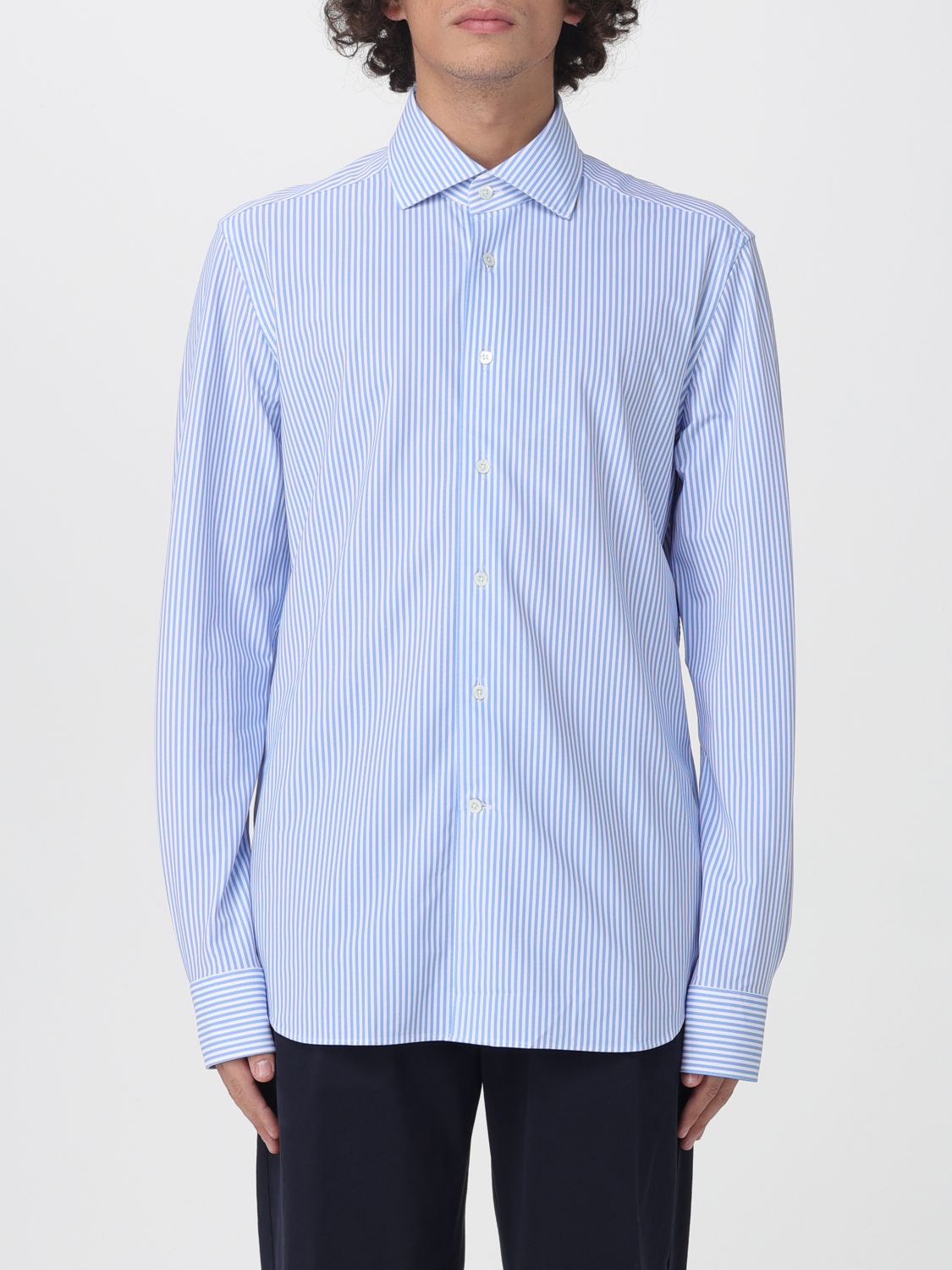 Corneliani Shirt Men Color Striped In Blue