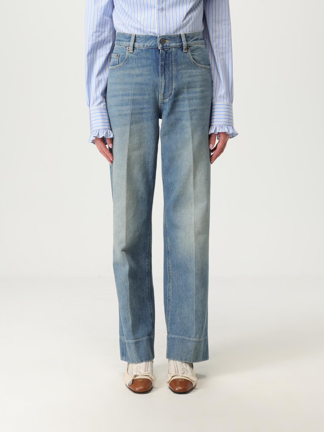 Valentino Cuffed-effect Straight Jeans In Blue