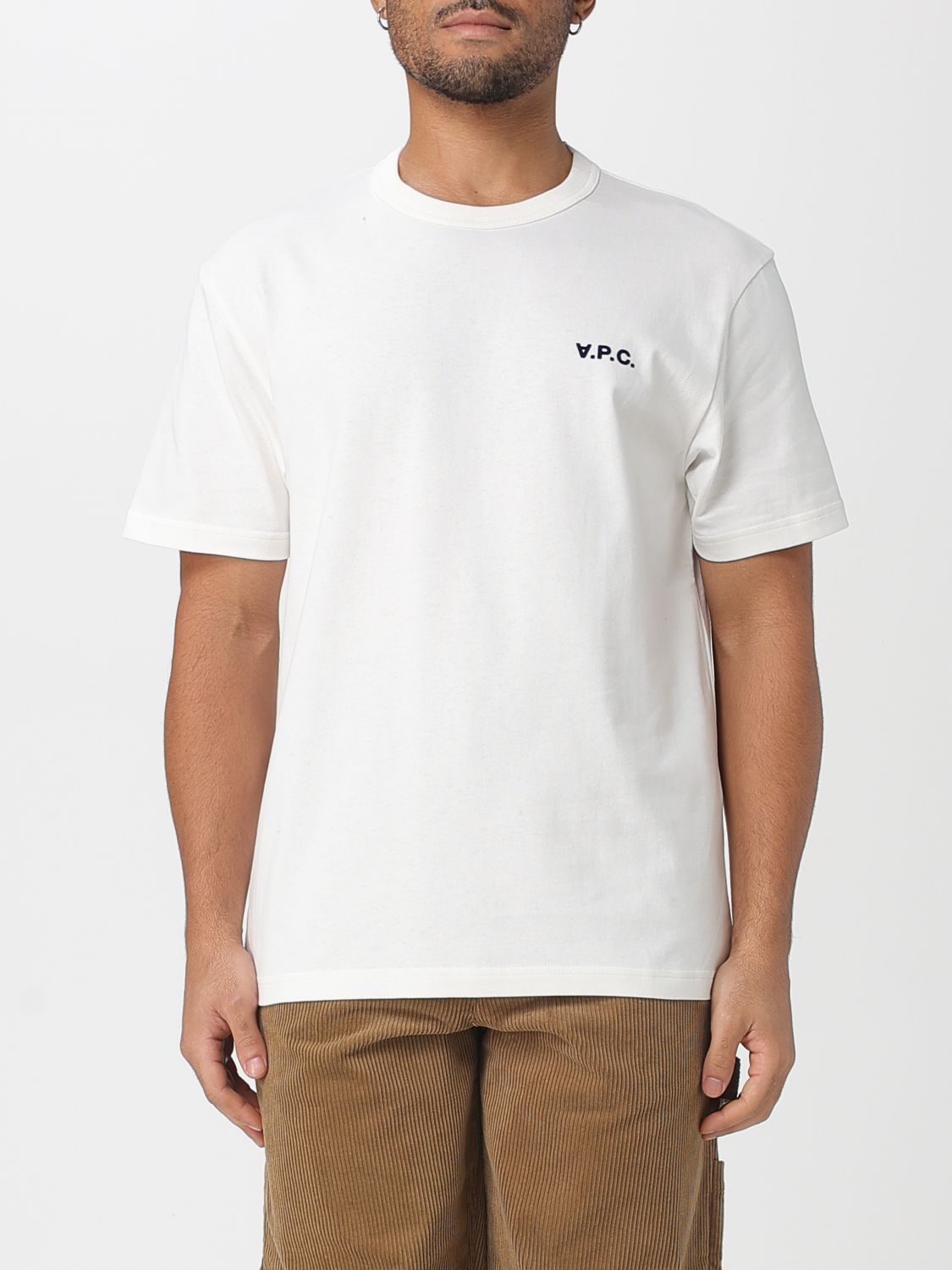 Apc A.p.c. A.p.c. White T-shirt With Embroidered Logo In White