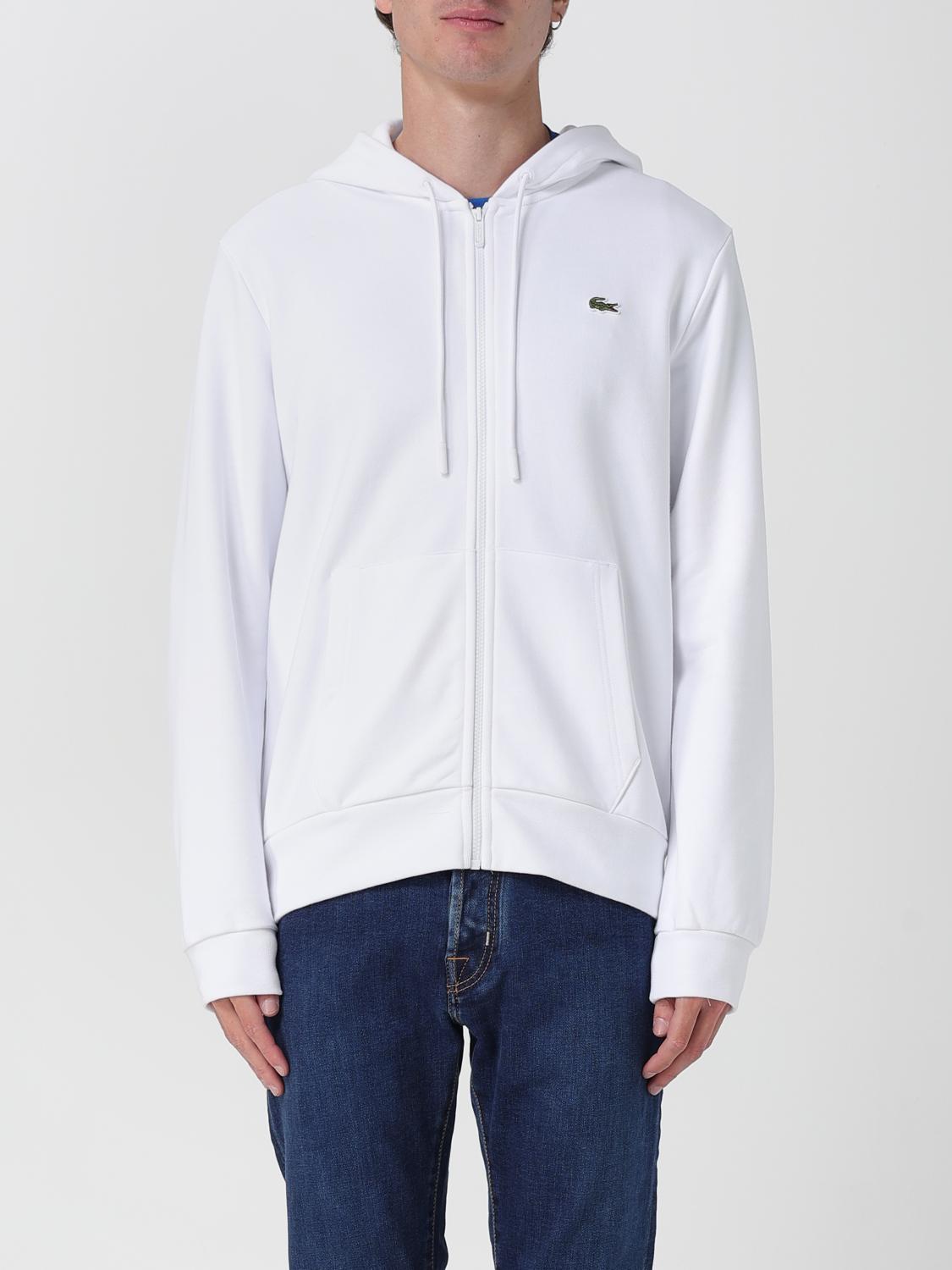 Lacoste Logo-patch Zipped Sweatshirt In White