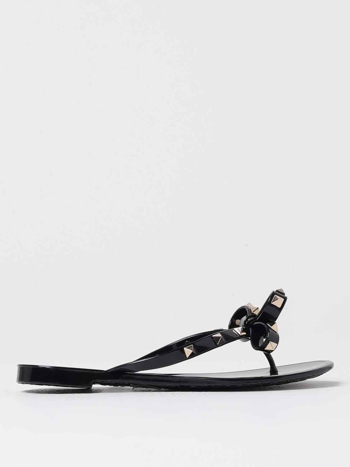 Valentino Heel Sandals With Bow Accent And Studded Embellishments