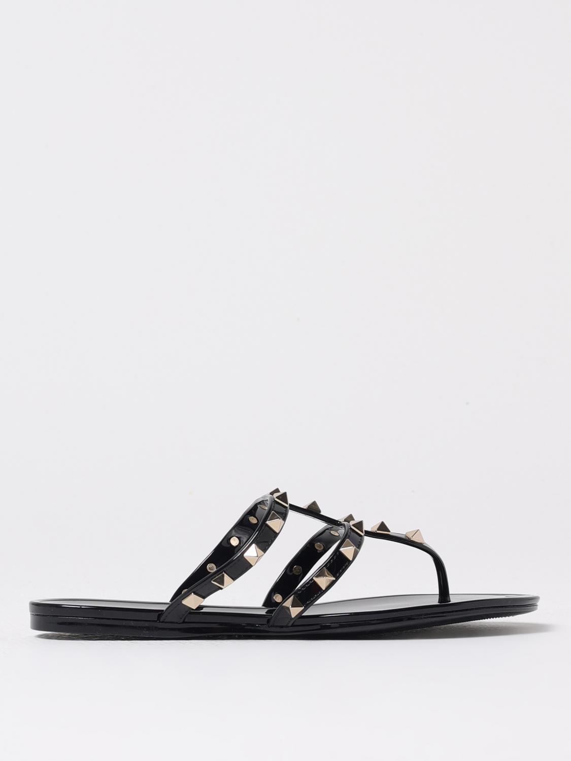 Valentino Rockstud T-strap Flat Slide Sandals