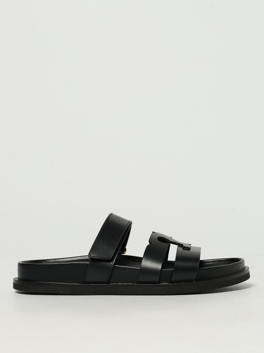 Tory Burch Sport Slide Leather Sandals In Black