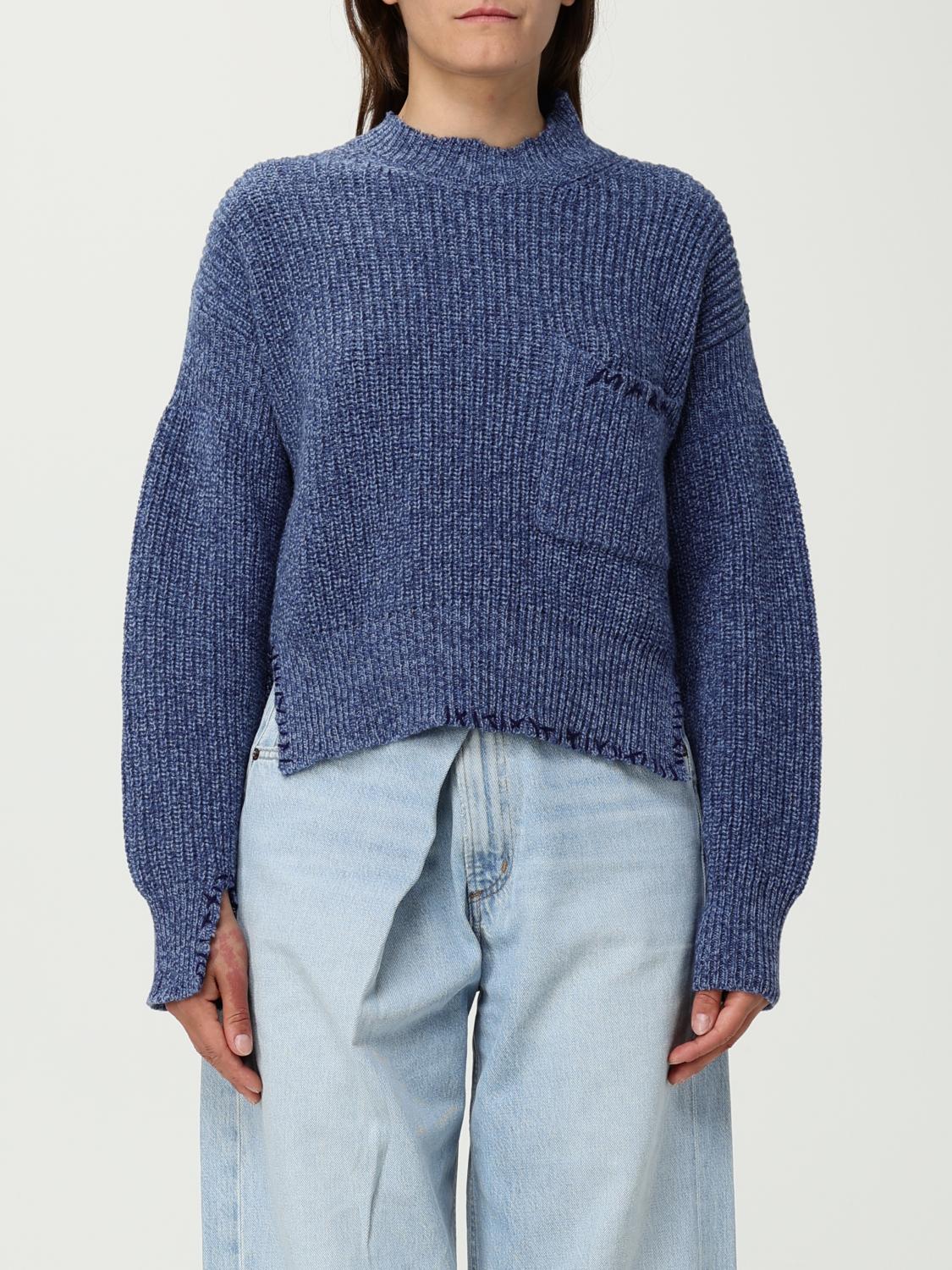 Marni Sweater Wool Front Pocket In Blue