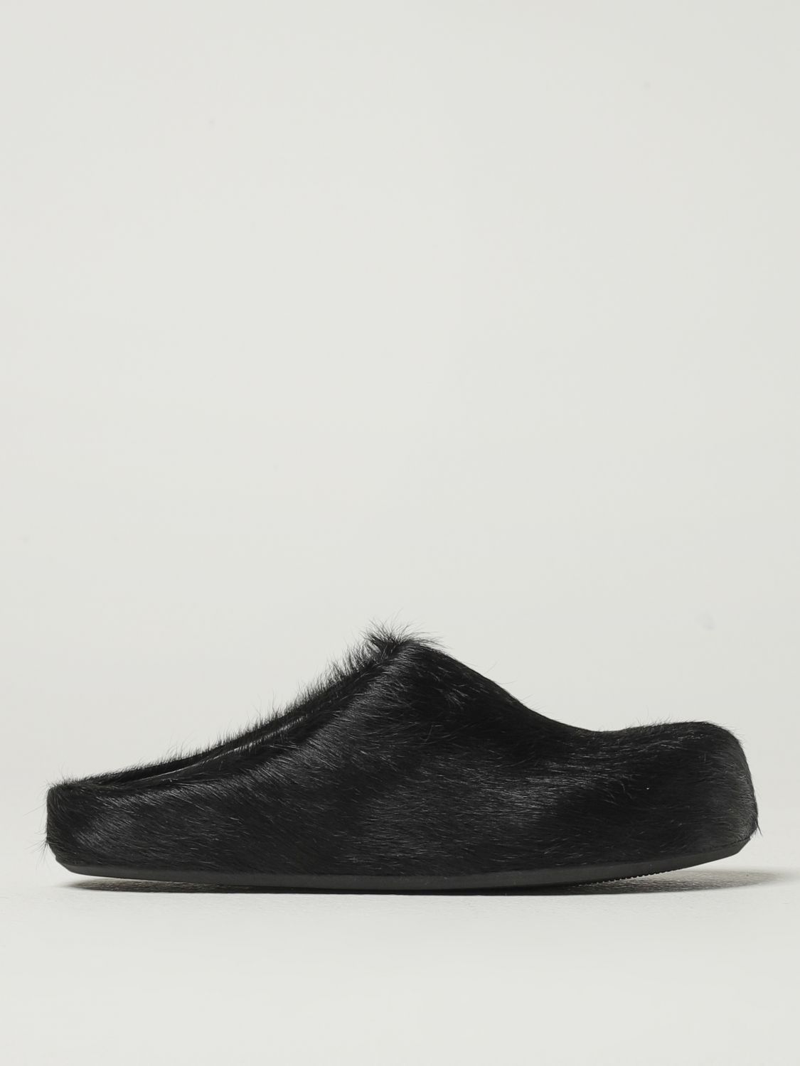 Marni Sabot Fussbett In Vitello A Pelo Lungo Nero