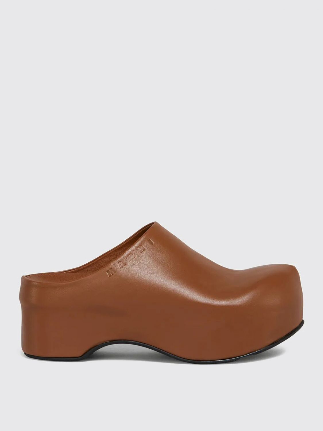 Marni Closed Back Platform Sole Round Toe Mules In Brown