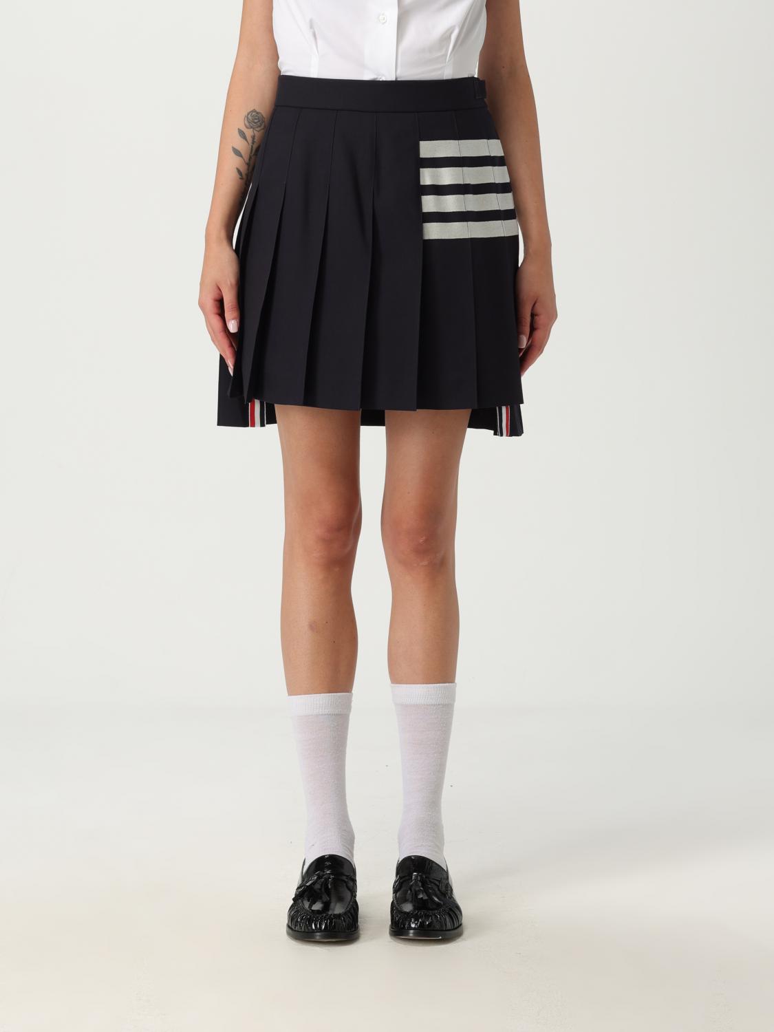 Thom Browne 4-bar Stripe Wool Skirt In Black