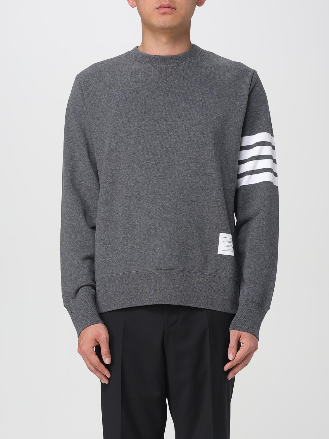 Thom Browne Classic Sweatshirt In Classic Loopback With Engineered 4 Bar Clothing In Gray