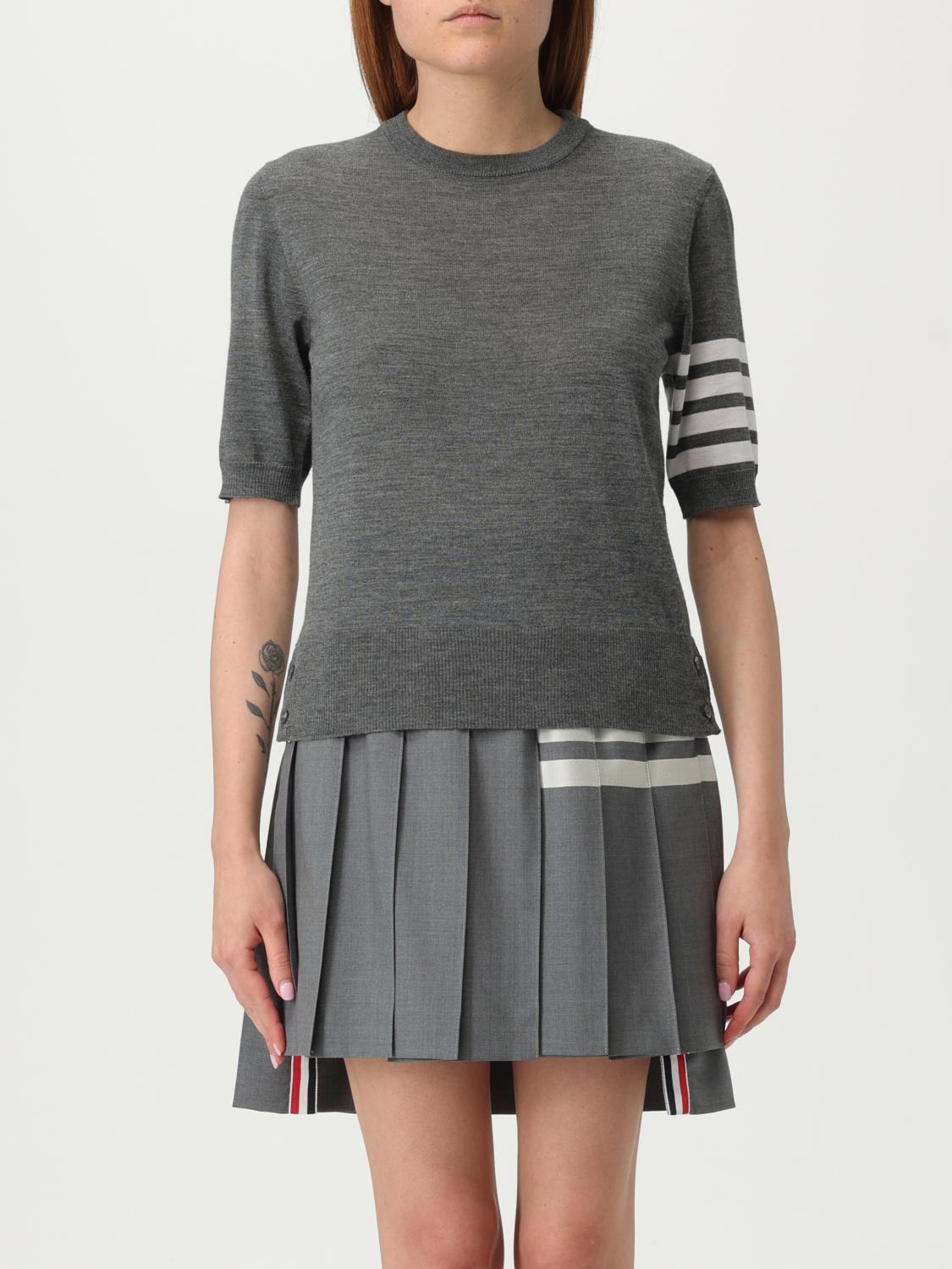 Thom Browne Signature 4-bar Stripe Short-sleeve Cashmere Top