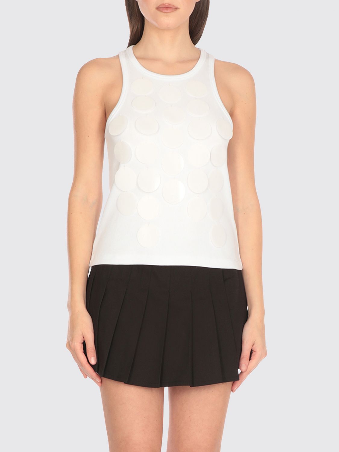 Msgm White Top With Maxi Paillettes