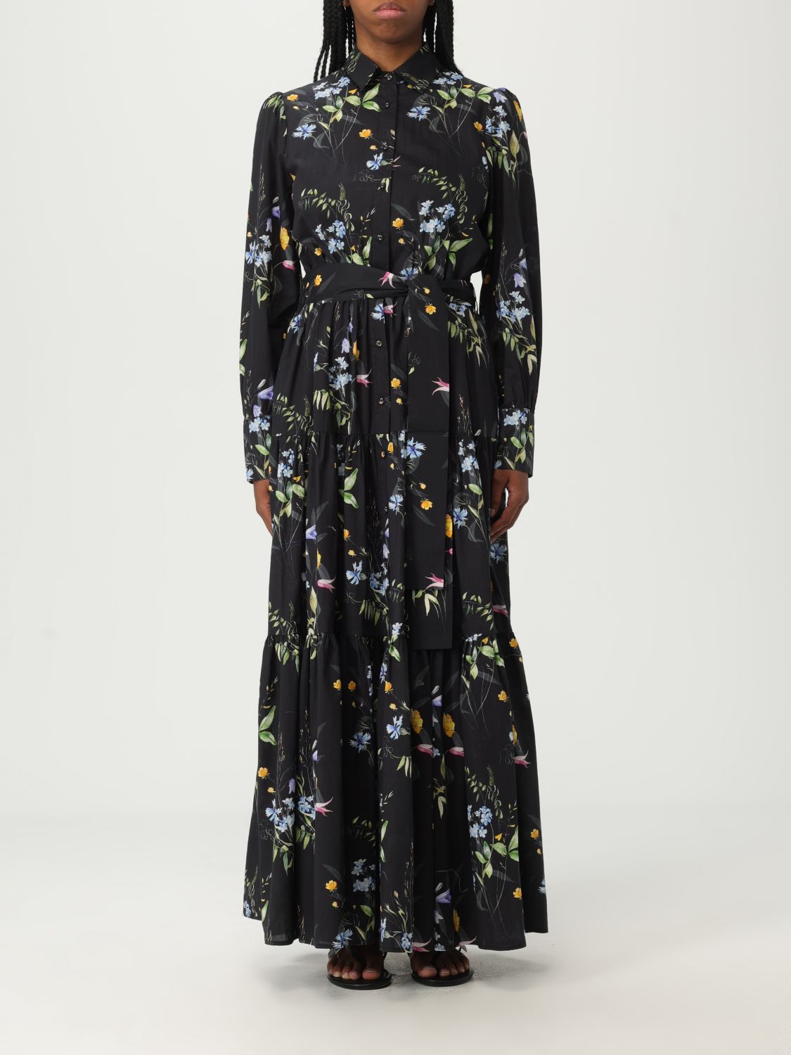 Mc2 Saint Barth Cotton Midi Dress In Black