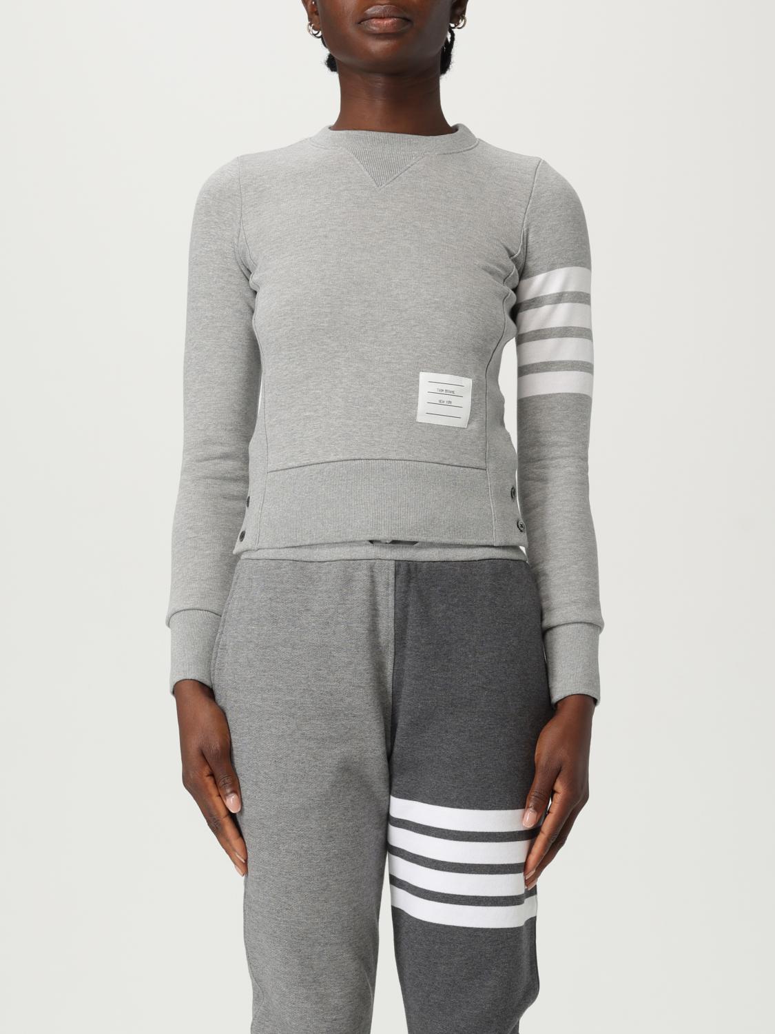 Thom Browne Loopback Jersey Knit Engineered 4-bar Stripe Classic Crewneck Pullover In Gray