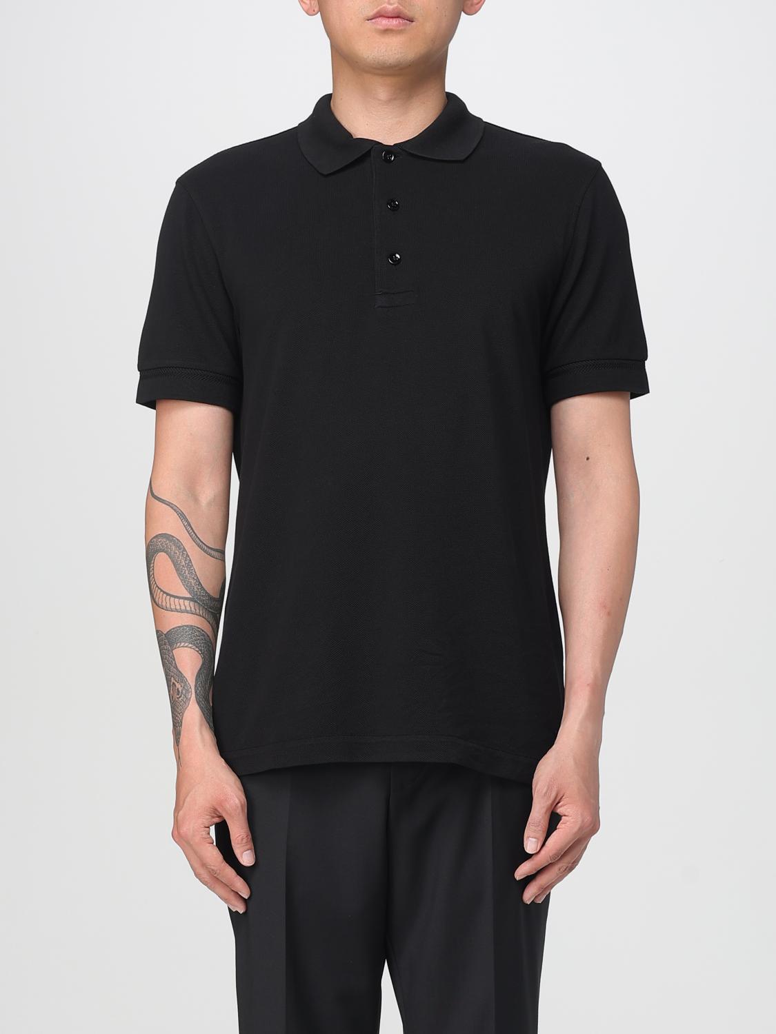 Tom Ford Black Short-sleeves Polo In Cotton Piquet Jersey