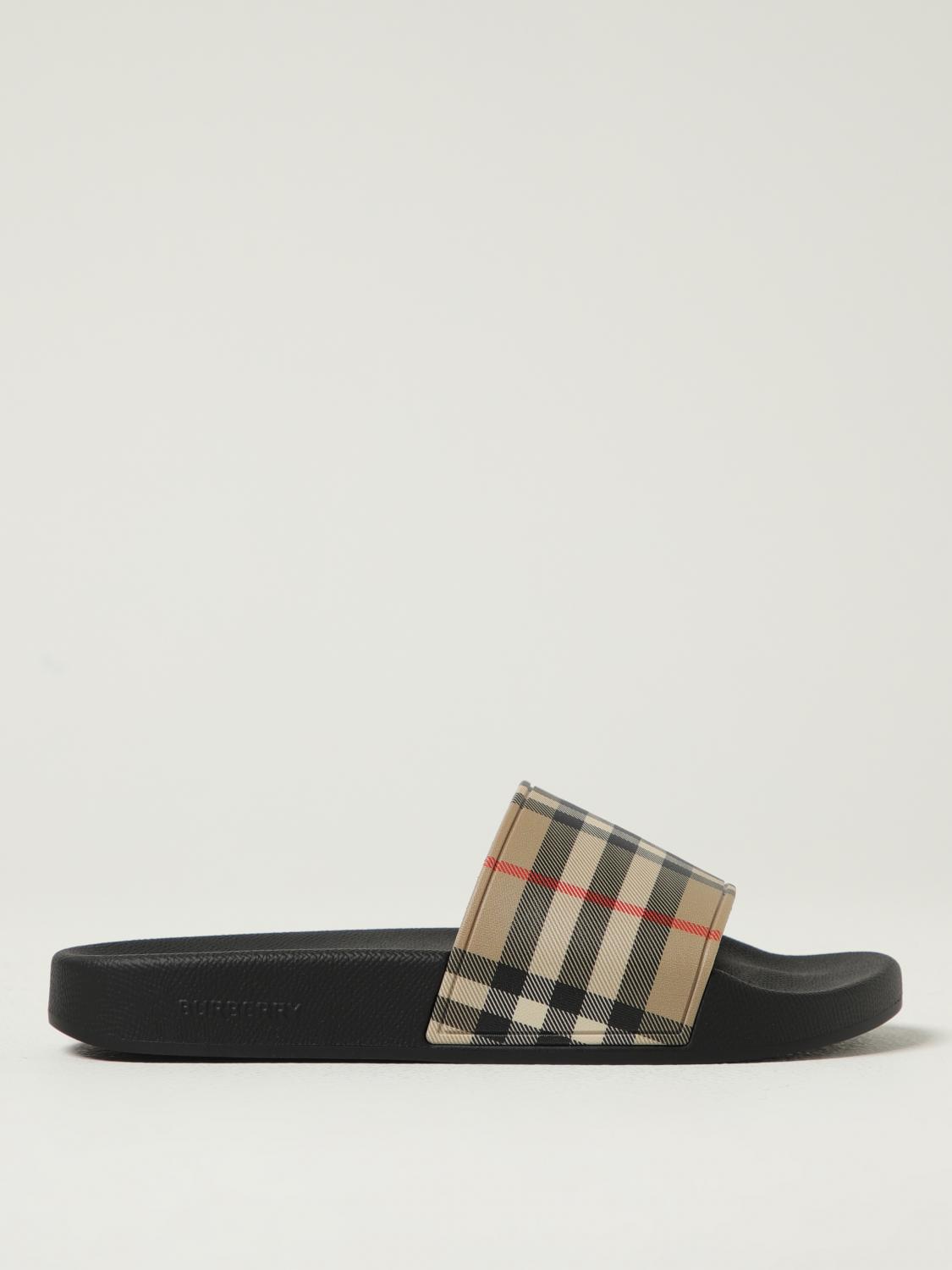 Burberry Furley Vintage Check Slide Sandals In Nude