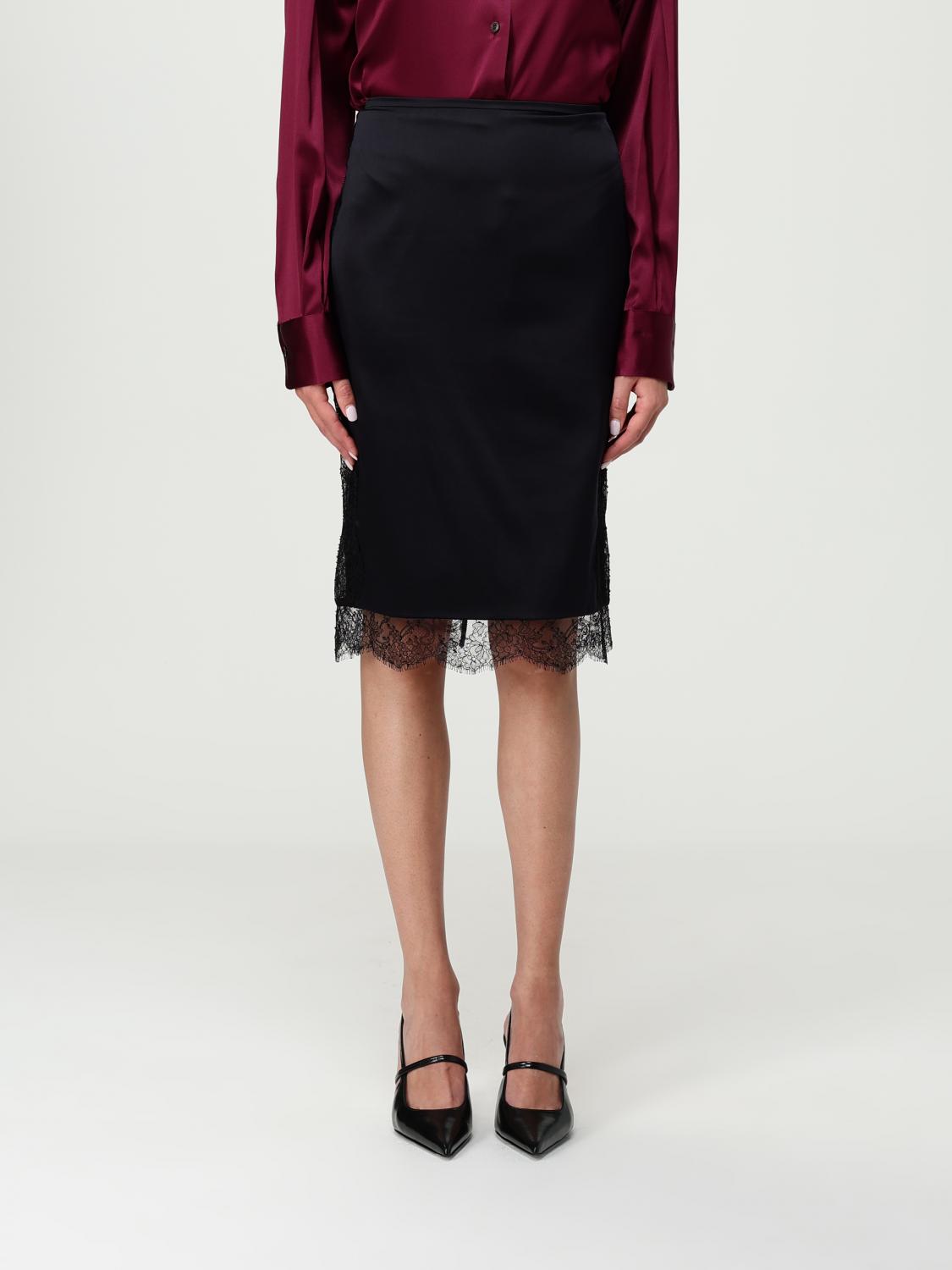 Tom Ford Stretch Crepe Satin Midi Skirt In Black