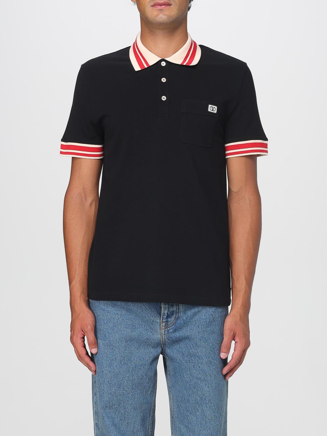 Valentino Vlogo Signature Cotton Polo Shirt In Black