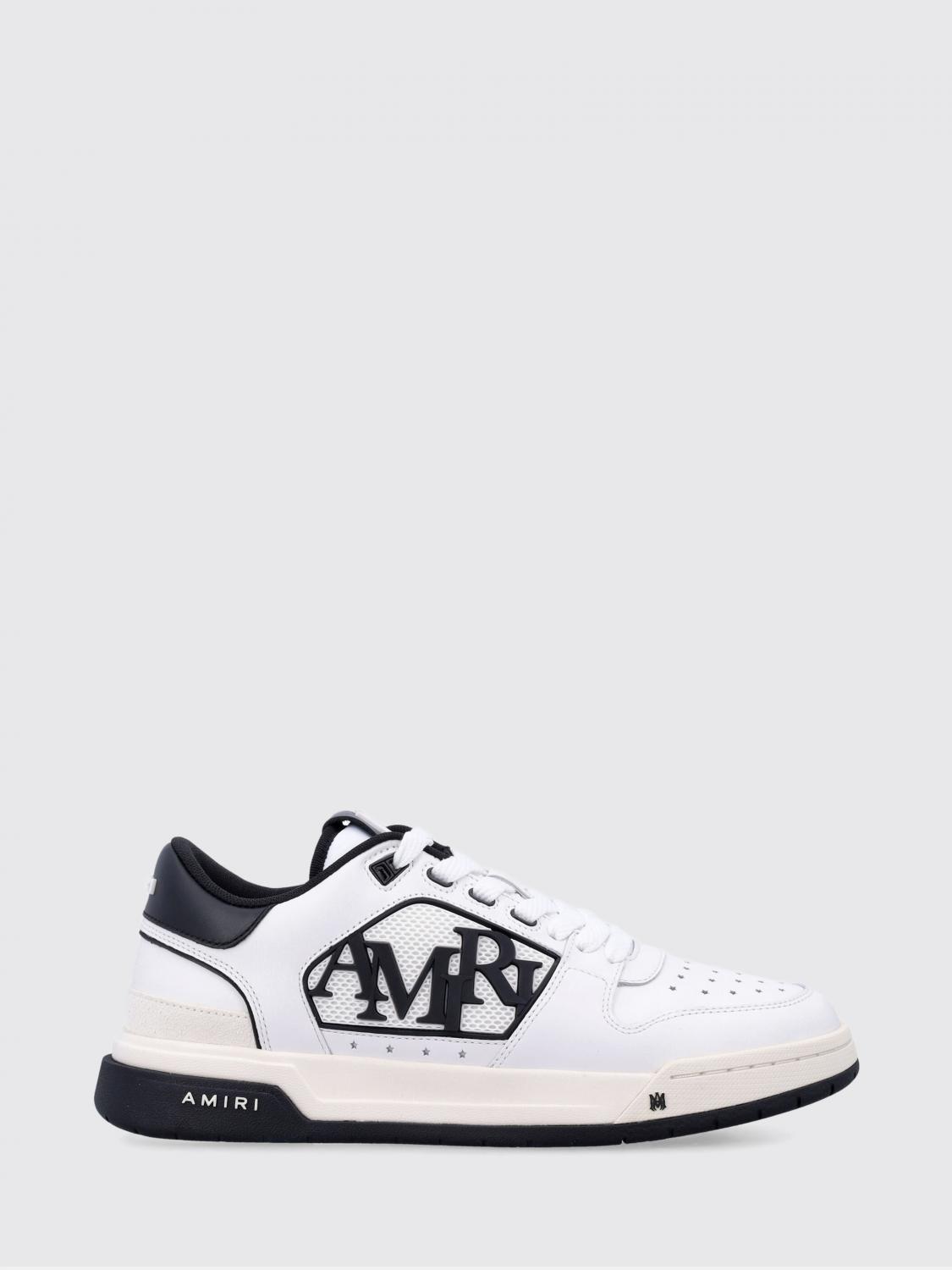 Amiri Men White Low Top Sneakers With Logo Patch On The Side And Contrasting Heel With Logo Letterin In Animal Print