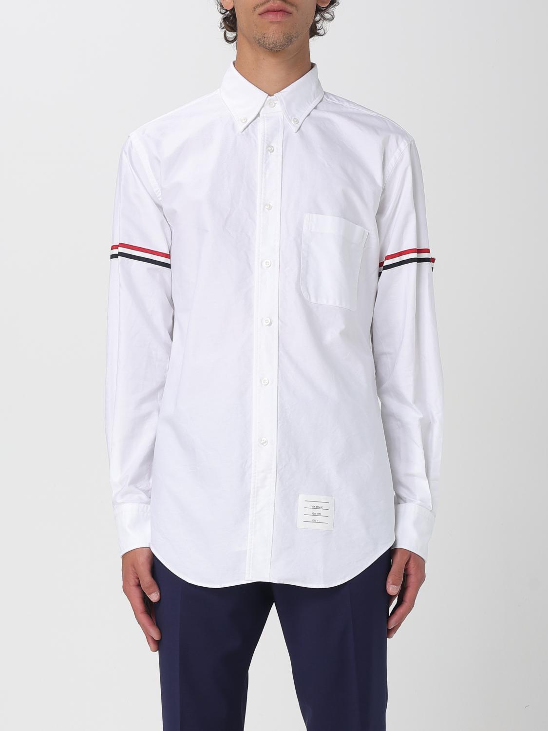Thom Browne Oxford Grosgrain Long-sleeved Shirt In White