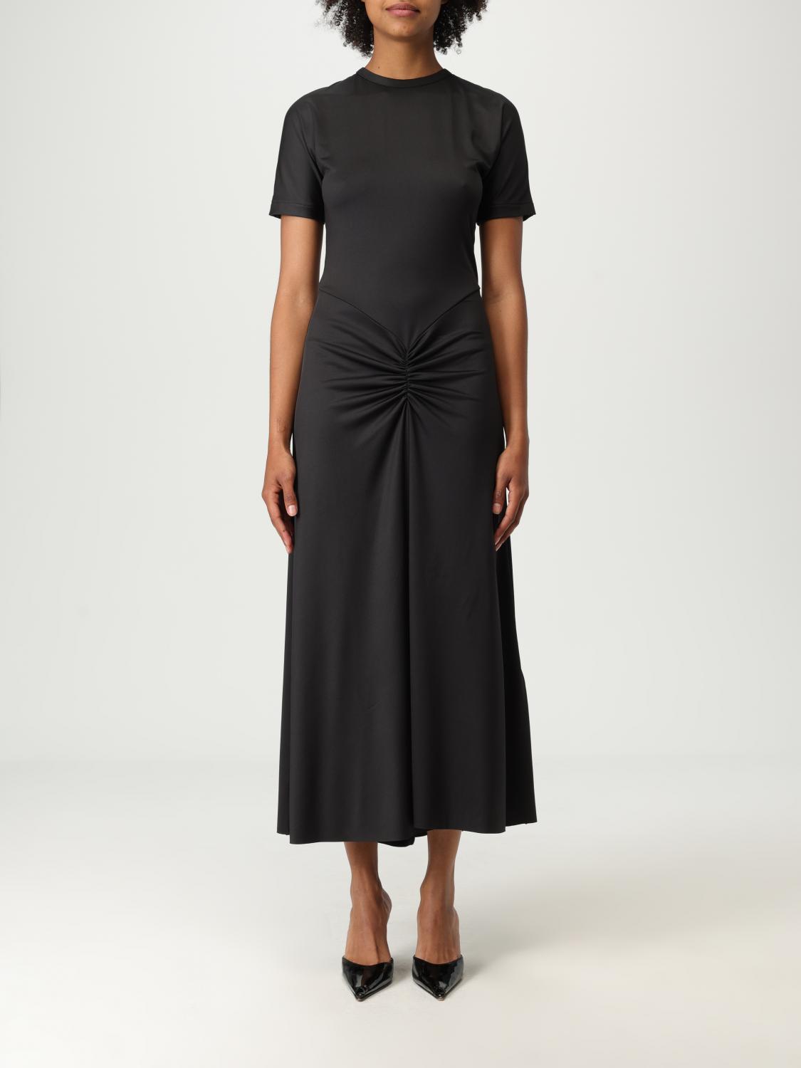 Victoria Beckham Womens Gathered Short-sleeve Stretch-woven Midi Dress Black In Black