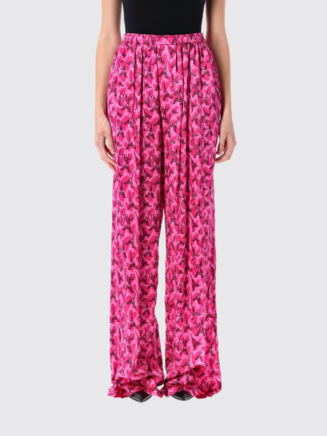 Balenciaga Silk Satin Pyjama Pants With Vibrant Pattern